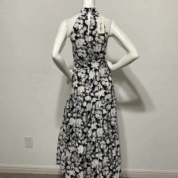 Sucrefas NWT Black Floral Halter A-Line Dress - Picture 4 of 6